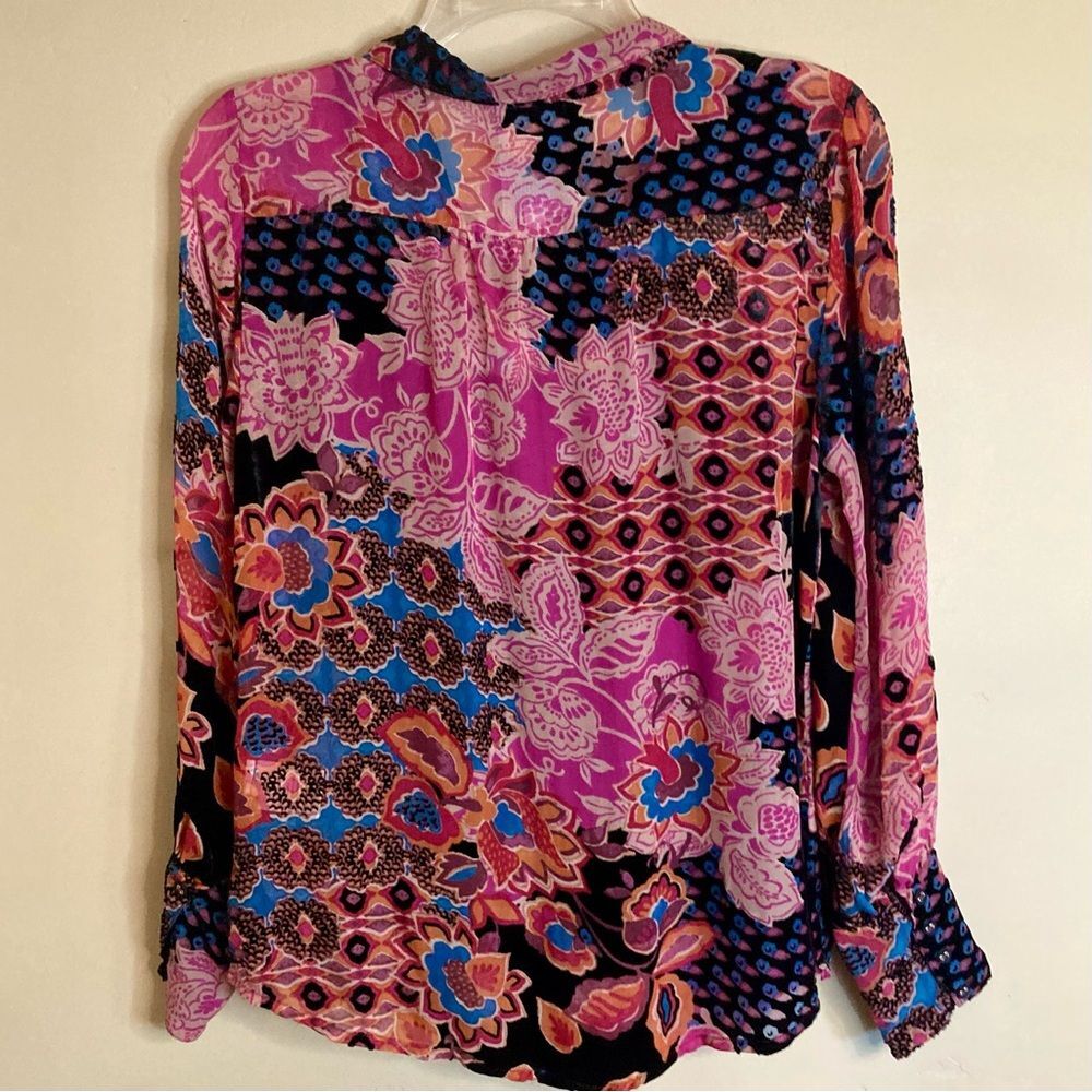 NEW Johnny Was Yrene Burnout Blouse Alvarado w/ Tank Top Velvet Silk Black Sz S - Picture 13 of 16